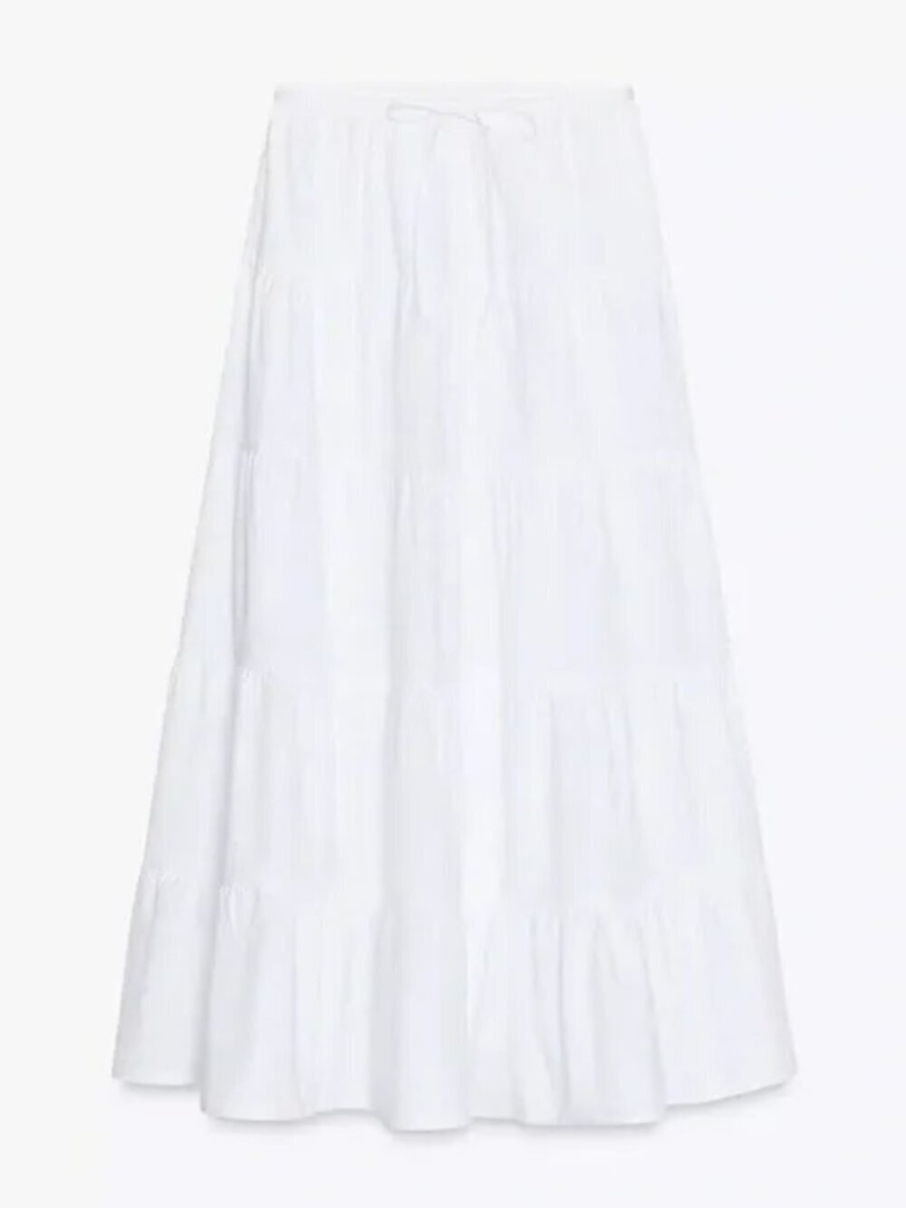 Zara Tiered Cotton Maxi Skirt NWT White Size XXL - Picture 3 of 8